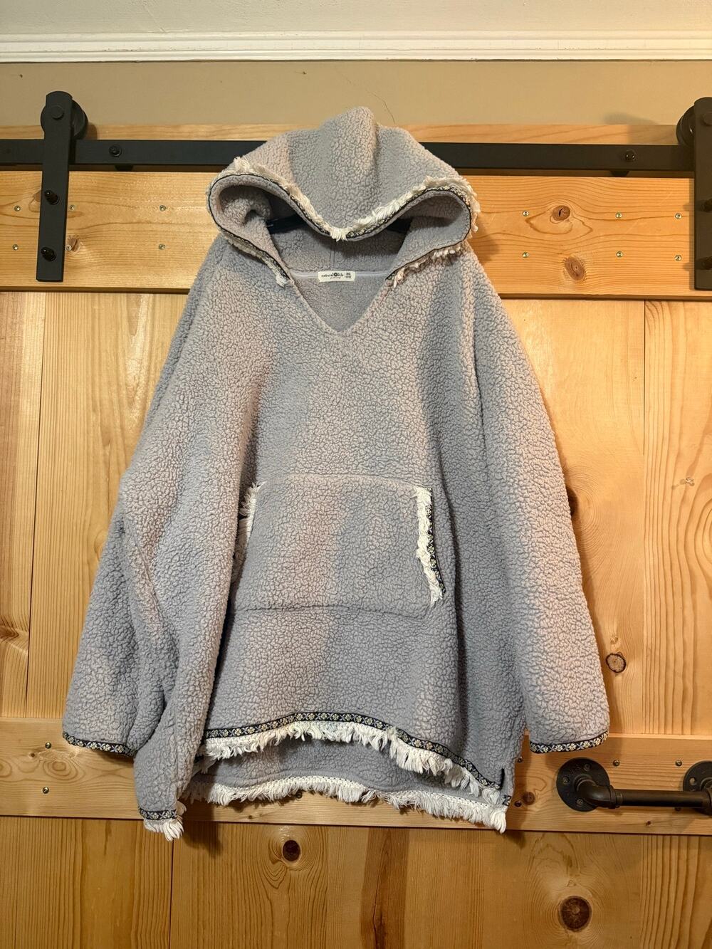Natural Life Sweatshirt Top Oversized Blanket Hoodie ONE SIZE Cozy Cottage Gray